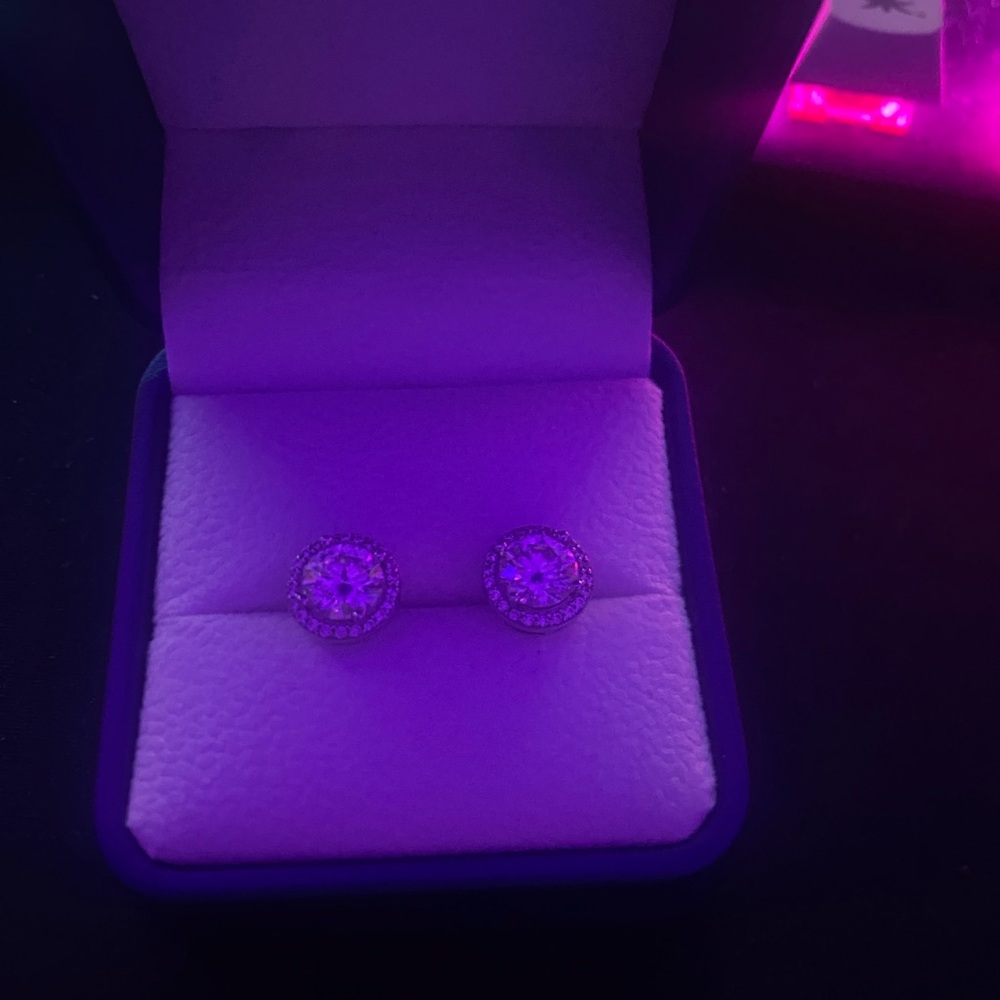 Elegant Silver Stud Diamond Earrings